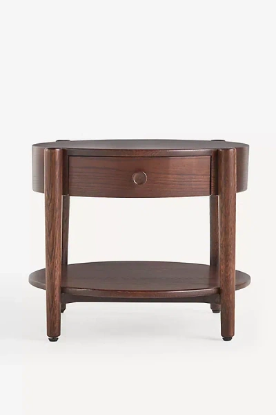 Anthropologie Roma Oak Round Side Table In Brown