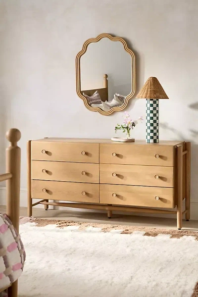 Anthropologie Roma Oak Wood Six-drawer Dresser In Brown