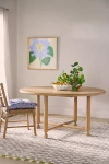 Anthropologie Roma Round 60" Oak Wood Dining Table In Multi
