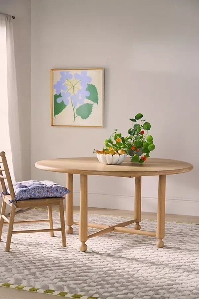 Anthropologie Roma Round 60" Oak Wood Dining Table In Multi