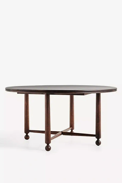 Anthropologie Roma Round 60" Oak Wood Dining Table In Brown