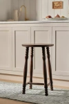 Anthropologie Roma Turned Wood Counter Stool In Brown