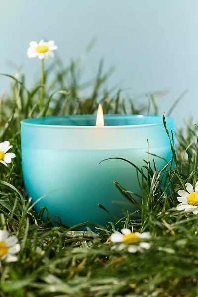 Anthropologie Romy Clover Floral Fresh Grass & Hyacinth Glass Lidded Candle In Blue
