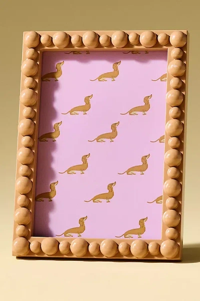 Anthropologie Rory Beaded Wood Picture Frame In Brown