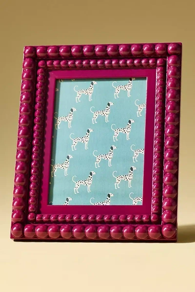 Anthropologie Rory Beaded Wood Picture Frame In Red