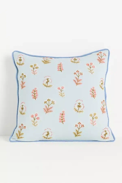 Anthropologie Rosalie Cotton Embroidered Floral Pillow In Black