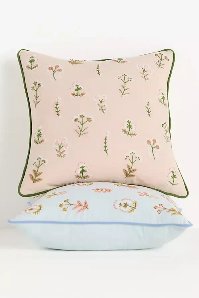 Anthropologie Rosalie Cotton Embroidered Floral Pillow In Multi