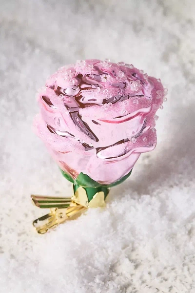 Anthropologie Rose Clip-on Glass Ornament In Pink