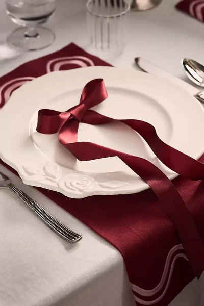 Anthropologie Rose Italian Earthenware Dinner Plates, Set Of 4 In White