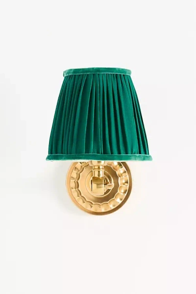 Anthropologie Rose Ruched Shade & Metal Wall Sconce In Green