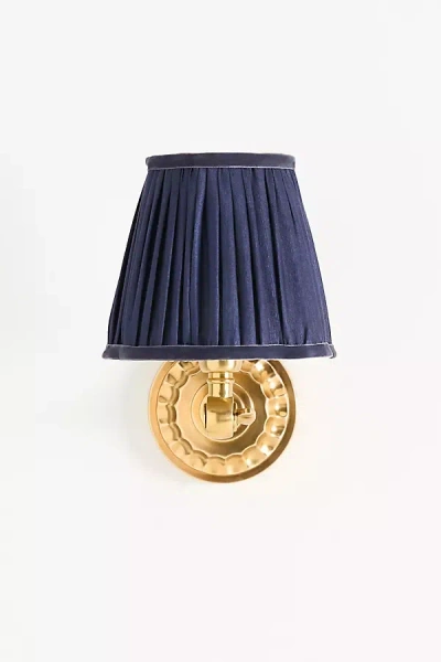 Anthropologie Rose Ruched Shade & Metal Wall Sconce In Blue