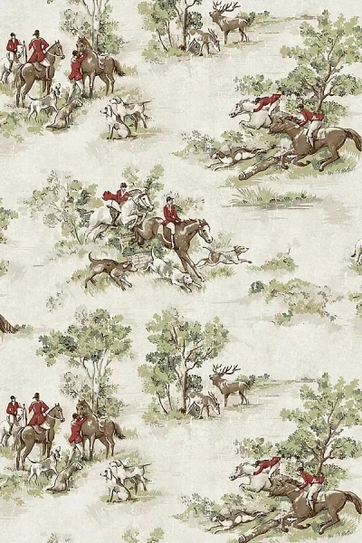 Anthropologie Rosemary & Garnet Horse Race Toile Peel-and-stick Wallpaper