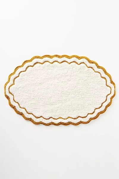 Anthropologie Rosita Scalloped Oval Bath Mat In White
