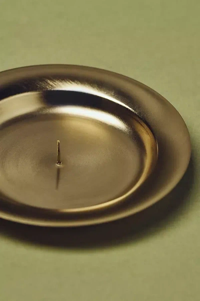 Anthropologie Round Candle Holder Tray In Gold
