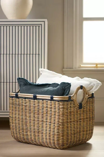 Anthropologie Round-handled Rectangular Basket In Brown