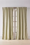 Anthropologie Rowen Woven Textured Ruched Piping Blackout Curtain In Neutral