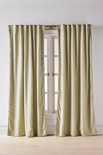 Anthropologie Rowen Woven Textured Ruched Piping Blackout Curtain