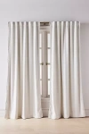 Anthropologie Rowen Woven Textured Ruched Piping Blackout Curtain In White
