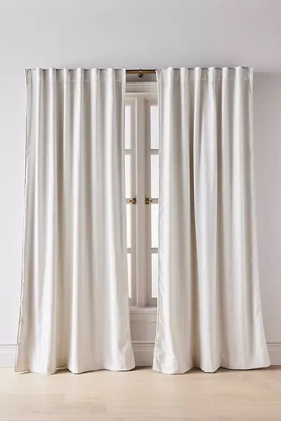 Anthropologie Rowen Woven Textured Ruched Piping Blackout Curtain