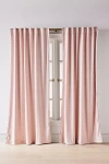 Anthropologie Rowen Woven Textured Ruched Piping Blackout Curtain In Pink