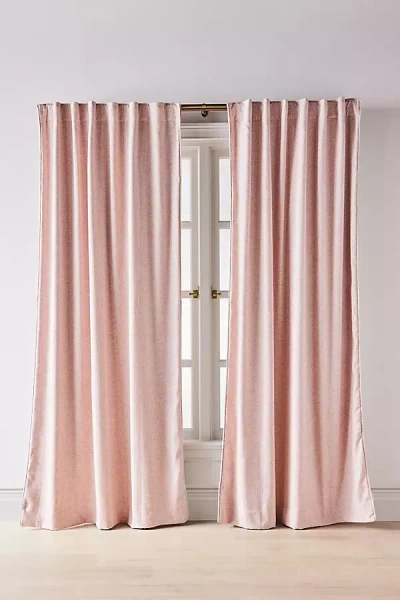 Anthropologie Rowen Woven Textured Ruched Piping Blackout Curtain In Pink