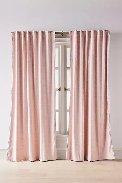 Anthropologie Rowen Woven Textured Ruched Piping Curtain In Orange