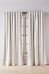 Anthropologie Rowen Woven Textured Ruched Piping Curtain In White
