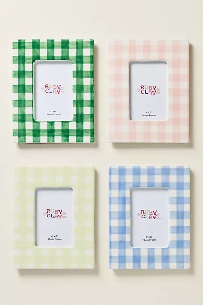 Anthropologie Ruby Clay Ceramic Gingham Frame