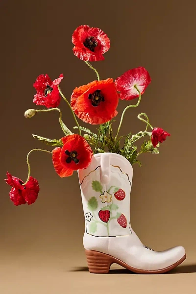 Anthropologie Ruby Clay Cowboy Boot Vase In Multi
