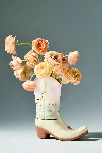 Anthropologie Ruby Clay Cowboy Boot Vase In Neutral