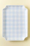 Anthropologie Ruby Clay Gingham Tray In Blue