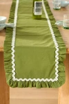 Anthropologie Ruby Ric Rac Pleated Table Runner In Green
