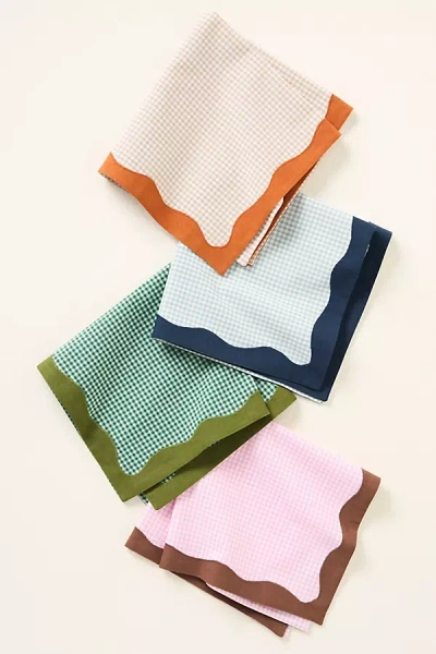 Anthropologie Ruby Scallop-border Cocktail Napkins, Set Of 4 In Multi
