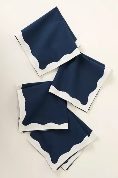 Anthropologie Ruby Scallop-border Napkins, Set Of 4