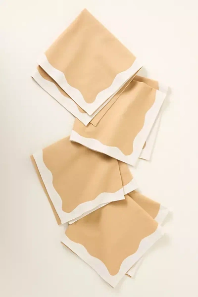 Anthropologie Ruby Scallop-border Napkins, Set Of 4