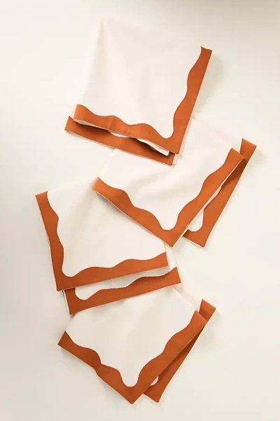 Anthropologie Ruby Scallop-border Napkins, Set Of 4