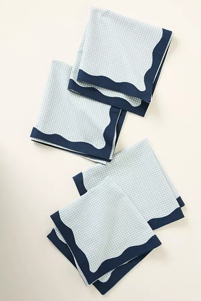 Anthropologie Ruby Scallop-border Napkins, Set Of 4 In Blue