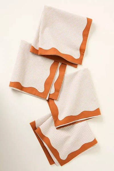 Anthropologie Ruby Scallop-border Napkins, Set Of 4 In Multi