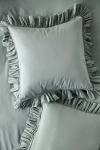 Anthropologie Ruffled Organic Spa Sateen Euro Sham In Gray