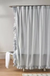 Anthropologie Ruffled Shower Curtain In Blue