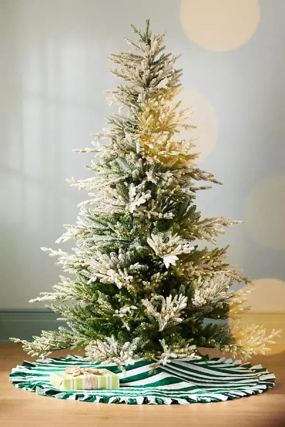 Anthropologie Ruffled Stripe Tree Skirt In Green