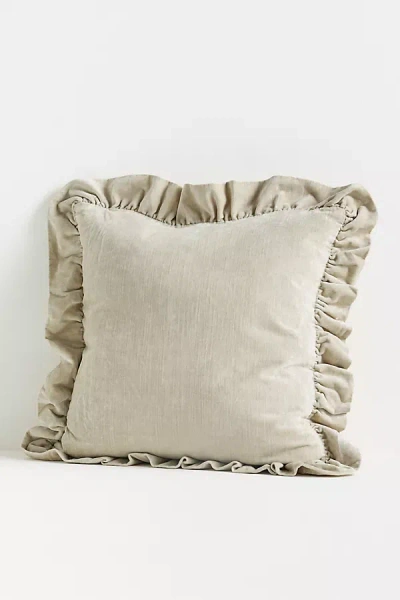 Anthropologie Ruffled Velvet Throw Pillow In Neutral