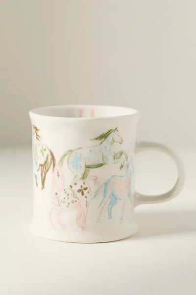 Anthropologie Run Wild Stoneware Mug In White
