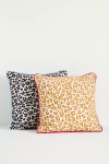 Anthropologie Ruthie Cotton Embroidered Leopard Pillow In Animal Print