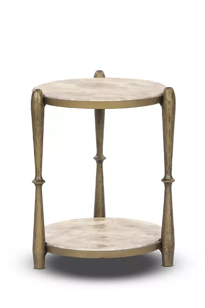 Anthropologie Ruthie Marble Round End Table In Gold