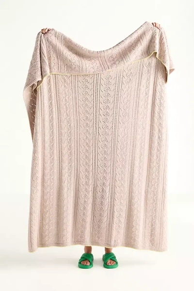 Anthropologie Sabrina Cotton Knit Throw Blanket In Pink