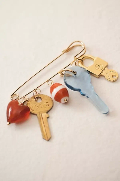 Anthropologie Safety Pin Bag Charm In Gold