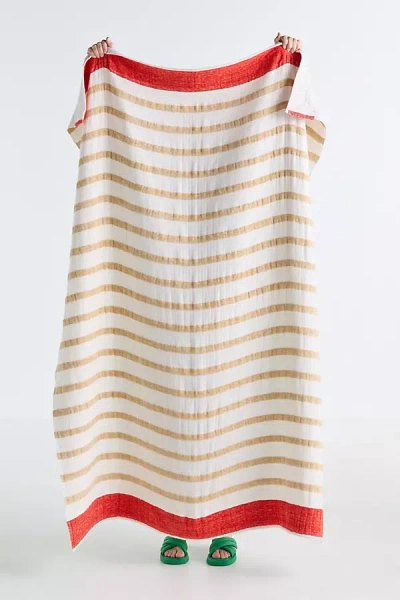 Anthropologie Sailor Cotton Printed Stripe Throw In Neutral