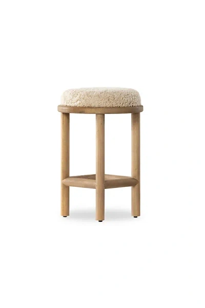 Anthropologie Saldino Shearling Counter Stool In Brown