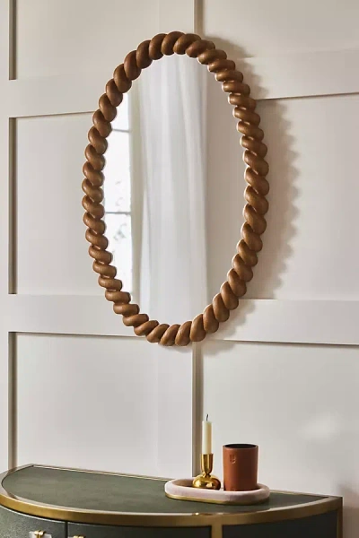 Anthropologie San Marco Braided Wall Mirror In Brown